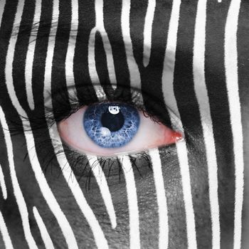 Zebra pattern on human face 