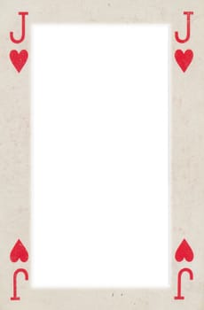 frame from old  jack of heart playing card. Isolated 