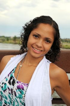 African american female beauty expressions outside.