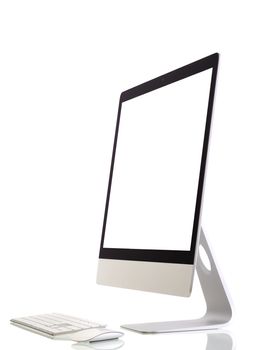 Illustration of modern computer monitor with blank screen. Isolated on white. added for screen.