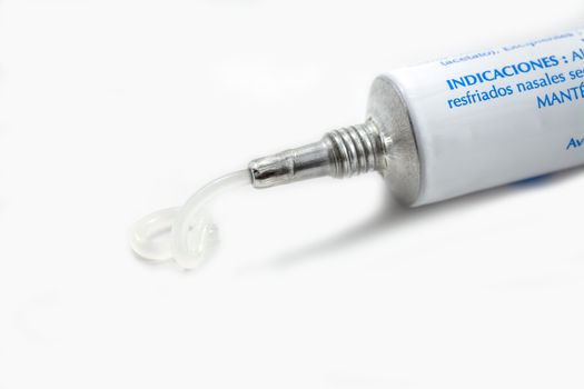 White tube with ointment isolated on a white background