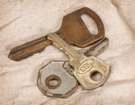 Some rusty vintage keys close up 