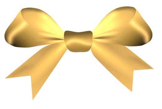 Satin golden bow isolated on a white background