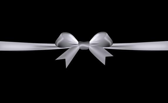 Satin silver bow with golden overlays isolated on a black background