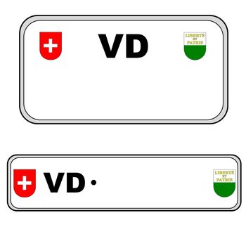 Vaud front and back plate numbers, Switzerland, in white background