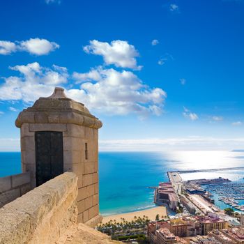 Alicante Postiguet beach view from Santa Barbara Castle of Spain