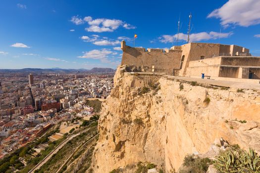 Alicante skyline aerial view from Santa Barbara Castle in Spain