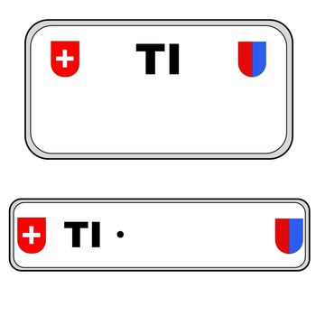 Ticino front and back plate numbers, Switzerland, in white background