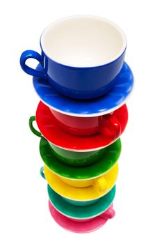 Beautiful color cups on a white background