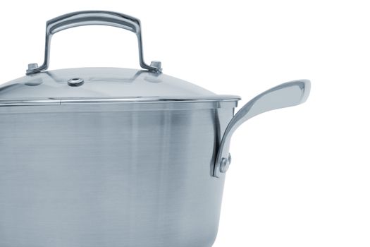 Modern steel saucepan on a white background  