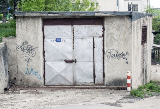 SUCEAVA - MAY 05: Old garages in the periphery of the city May 05, 2013 in Suceava, Romania. Suceava have a lot of this garages from the communist era.