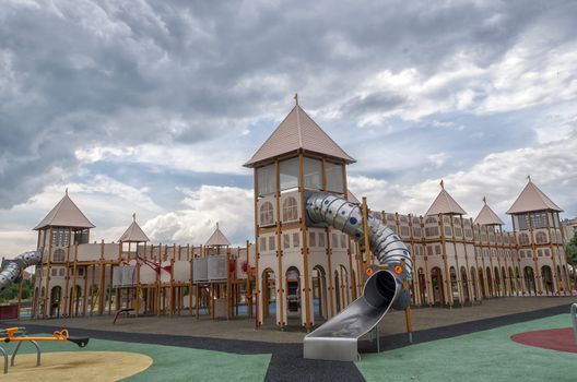 Colorful playground for childrens as a castle