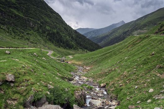 Beautiful mountains landscape in Carpathian on the Transfagarasan road.