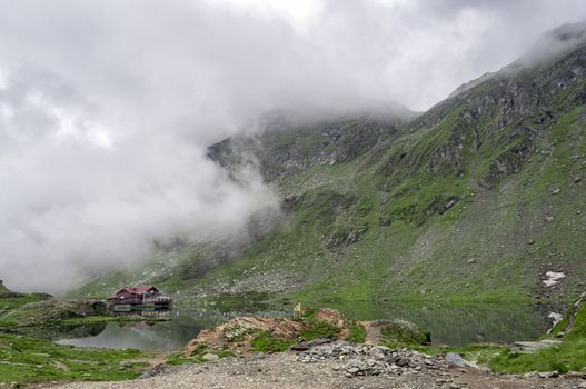 Landscape from Balea Lake in Romania and Fagaras mountains in the summer