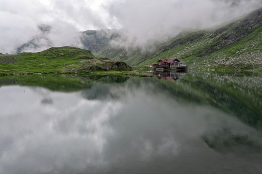 Landscape from Balea Lake in Romania and Fagaras mountains in the summer