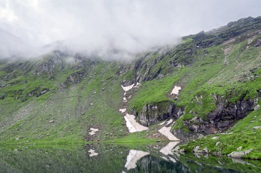 Landscape from Balea Lake in Romania and Fagaras mountains in the summer