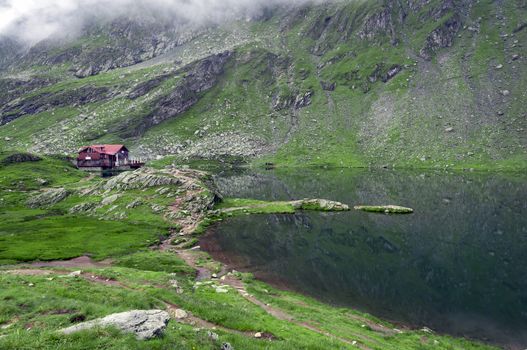 Landscape from Balea Lake in Romania and Fagaras mountains in the summer