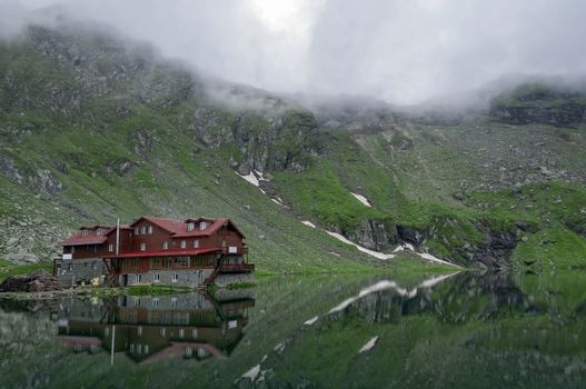 Landscape from Balea Lake in Romania and Fagaras mountains in the summer