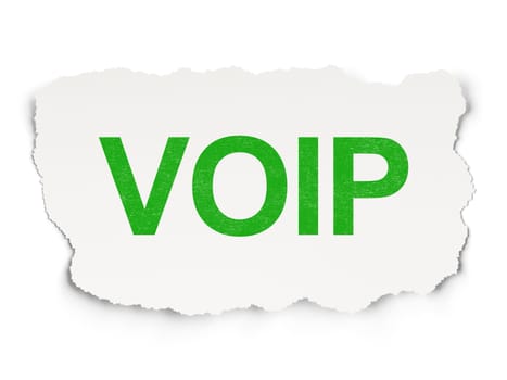 Web design concept: torn paper with words VOIP on Paper background, 3d render