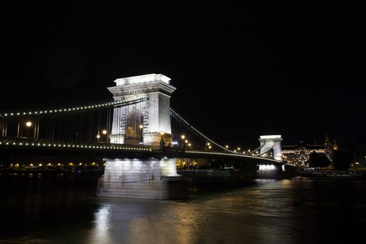 Chain Bridge over Danube river, Budapest cityscape, Hungary
