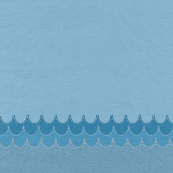 Sea with stitch style on fabric background