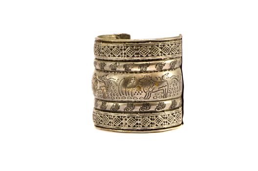 antique indian metal  bracelet for woman isolated on white