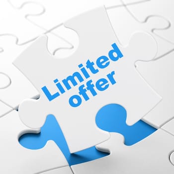 Business concept: Limited Offer on White puzzle pieces background, 3d render