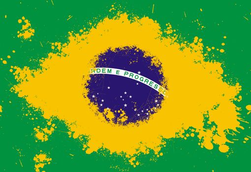 Brazil flag painted wth splash paint
