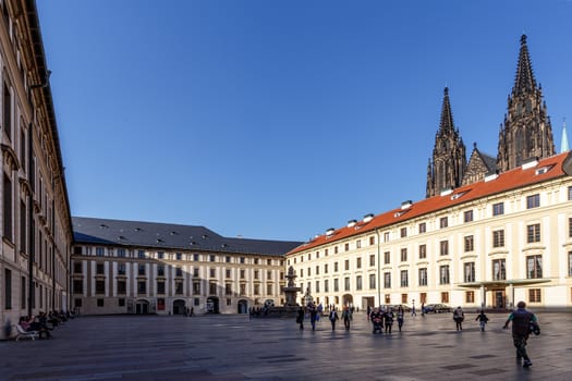 PRAGUE, CZECH REPUBLIC - MARCH 13th, 2014 - Prague castle Located in the Hradcany district is the official residence and office of the President of the Czech Republic.