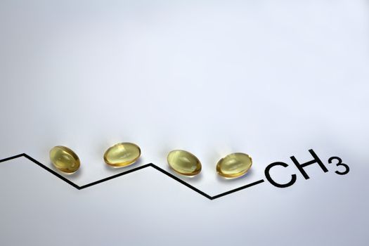 Chemistry science formula and oil pills, methyl radical