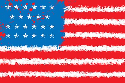 USA flag painted with splash of paint