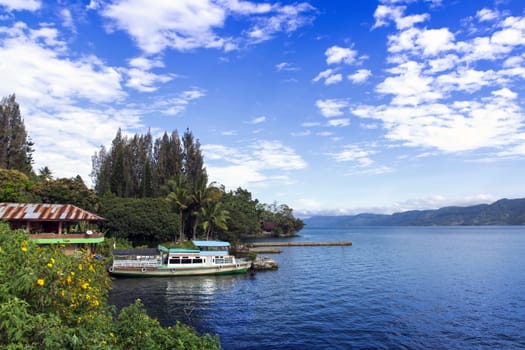 Boat and Lake. Samosir Island North Sumatra, Indonesia.