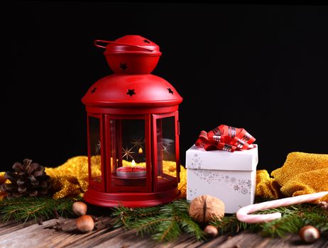 Christmas lantern with presents