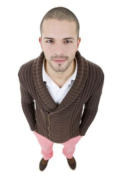 young casual man full body in a white background