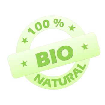 Green bio stamp isolated in white background
