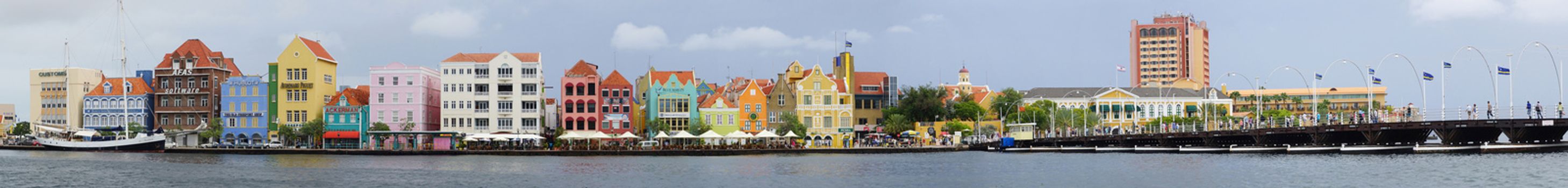 WILLEMSTAD, CURACAO - DECEMBER 10, 2013: Panorama of Punda district on December 10, 2013 in Willemstad, Curacao, ABC Islands,