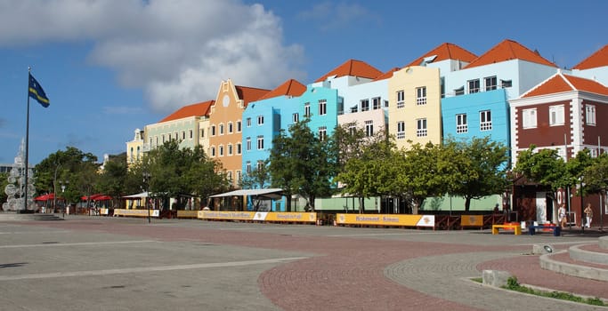 WILLEMSTAD, CURACAO - DECEMBER 10, 2013: Panorama of Otrabanda district on December 10, 2013 in Willemstad, Curacao, ABC Islands,