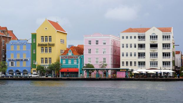 WILLEMSTAD, CURACAO - DECEMBER 10, 2013: Panorama of Punda district on December 10, 2013 in Willemstad, Curacao, ABC Islands,