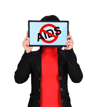 stop  holding tablet with stop aids symbol