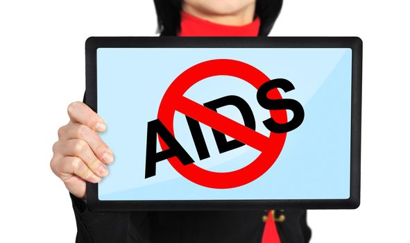stop  holding tablet with stop aids symbol