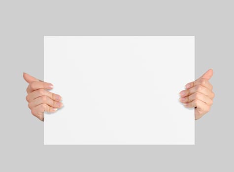 blank paper with computer network in hands