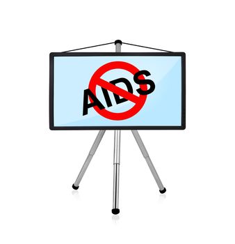 flat panel on tripod with stop aids symbol