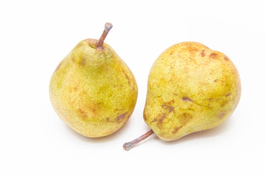 Fresh pears on white background