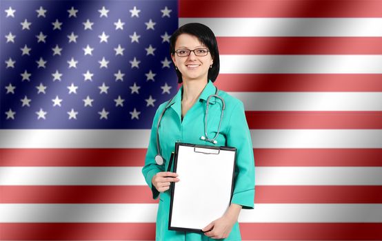 young female doctor with clipboard