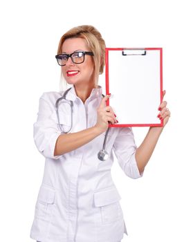 young female doctor with clipboard