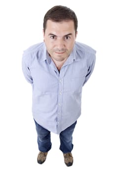 young casual man full body in a white background