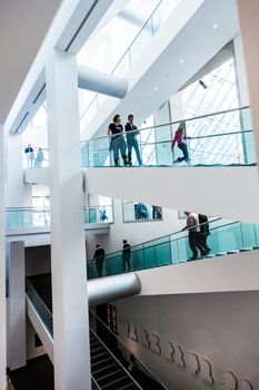 Editorial - Montreal, Canada. Fine Arts Museum Modern Staircase Set with Natural sun light.