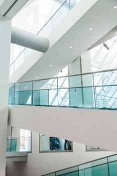 Editorial - Montreal, Canada. Fine Arts Museum Modern Staircase Set with Natural sun light.