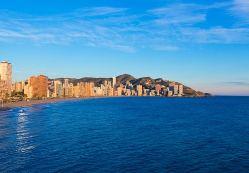 Benidorm Alicante playa de Levante beach sunset in spain Valencian community