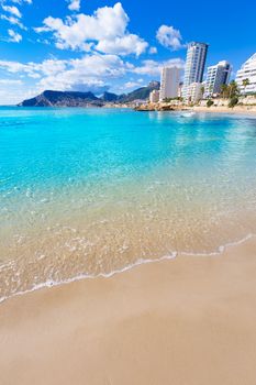 Calpe playa Cantal Roig beach near Penon de Ifach at Alicante spain